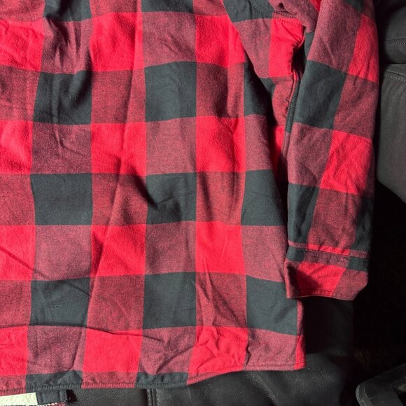 Red Head Men's Shirt Jacket Red Black Flannel Plaid Sherpa Lined Size 2XL - Picture 8 of 13